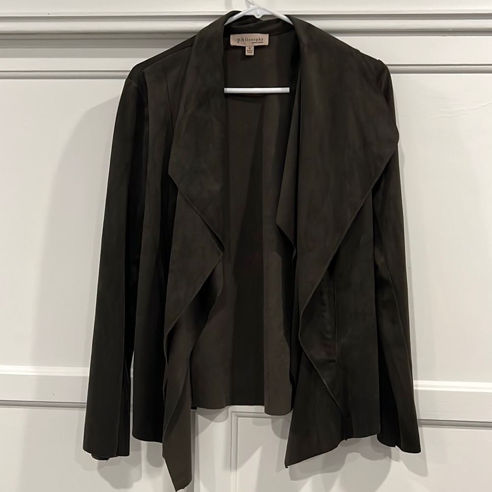 Philosophy Drapey Jacket Cardigan in Olive, Small